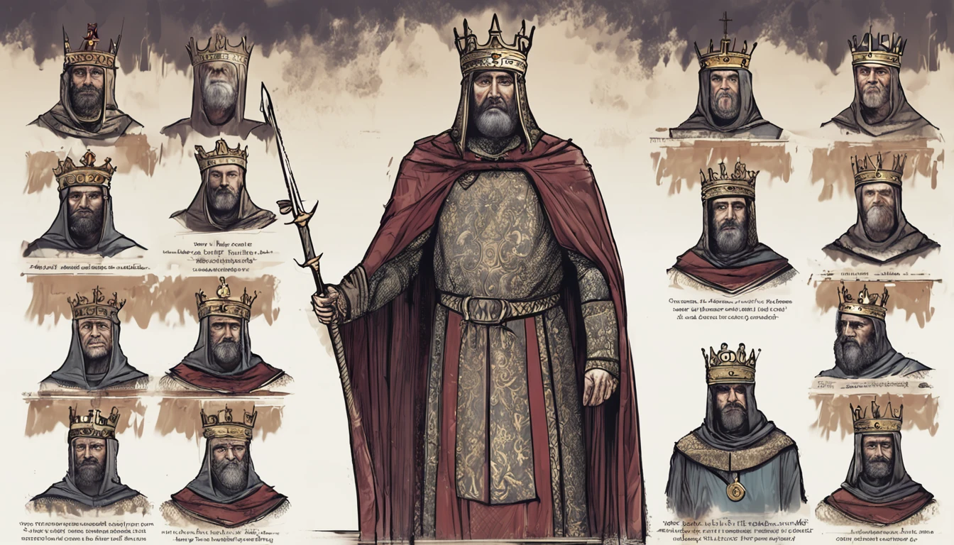 face forward 180º, eyes and face forward 180º, old medieval king, portrait of old medieval king, portrait of an old medieval king, crusader kings 3, portrait of a king looking forward, portrait of the emperor of humanity, majesty in noble clothes, granting him a noble title --auto --s2