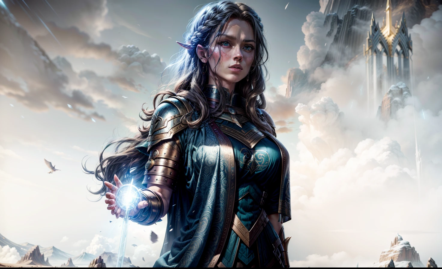 Asgard,valkyrie,Senhora Cavaleiro,Anatomia correta,epic fantasy digital art,tmasterpiece,8k,high-definition resolution,desenho detalhado,Qulidade Superior,, Epic composition, músculous body