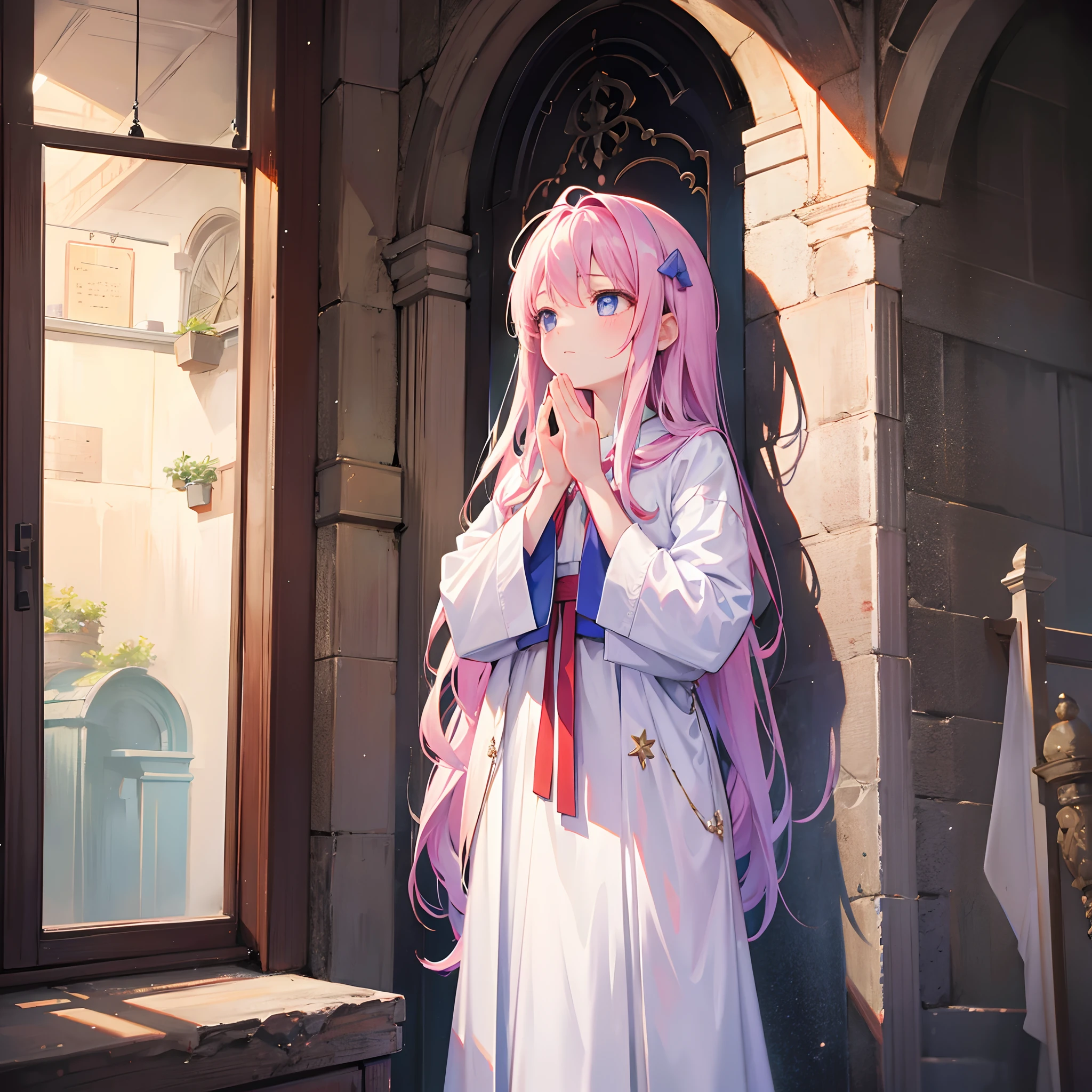 A girl praying to God