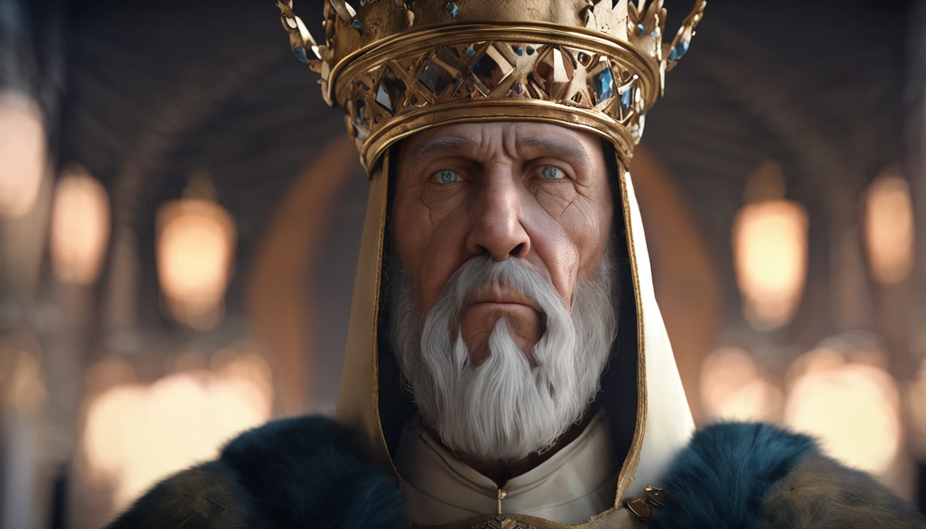 face forward 180º, eyes and face forward 180º, old medieval king, portrait of old medieval king, portrait of an old medieval king, crusader kings 3, portrait of a king looking forward, portrait of the emperor of humanity, majesty in noble clothes, granting him a noble title