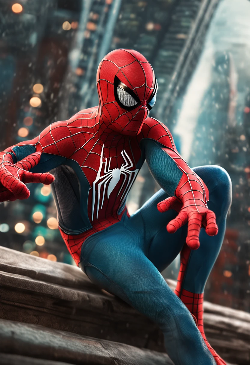 Hazme una portada de spiderman realista en 4K