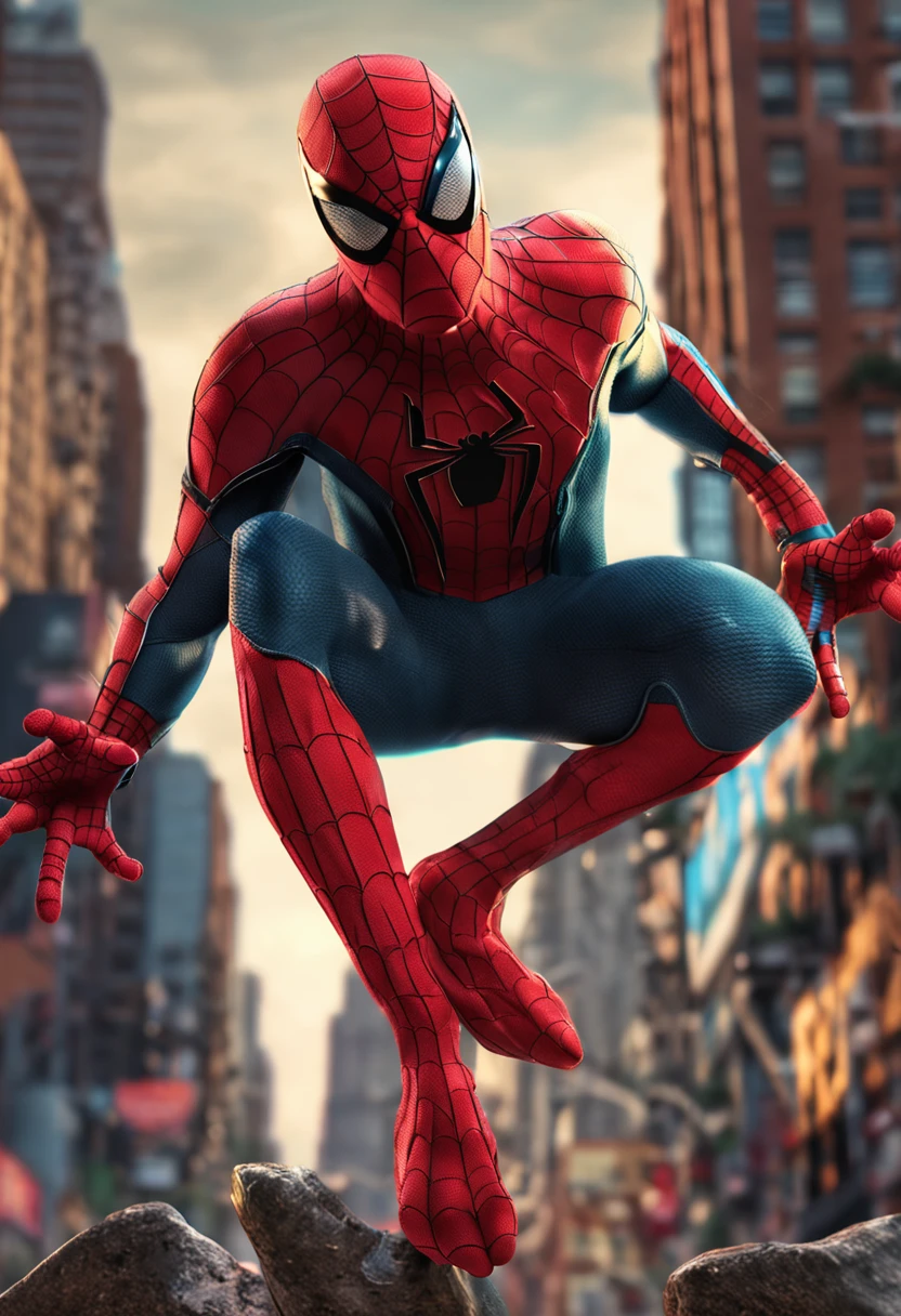 Hazme una portada de spiderman realista en 4K