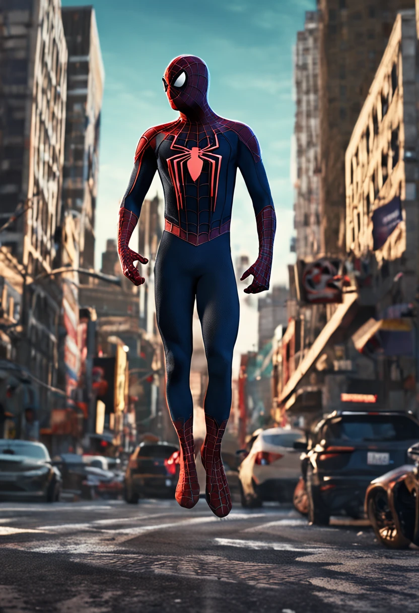 Hazme un spiderman con el traje del simbionte Negro en 4k como portada