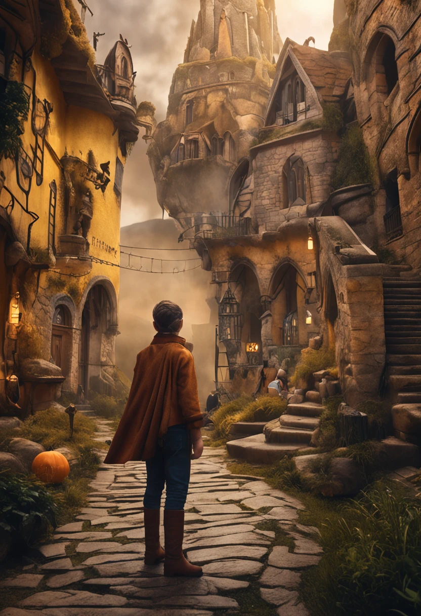 um gato, of the European race, cor predominante branco com amarelo, fantasiado com a roupa da Escola de Magia e Bruxaria de Hogwarts, a passagem do fundo e a sala de aula do harry portter realista 8k