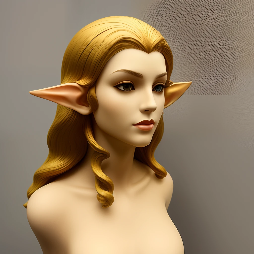 golden hair，the elf，femele，large bust