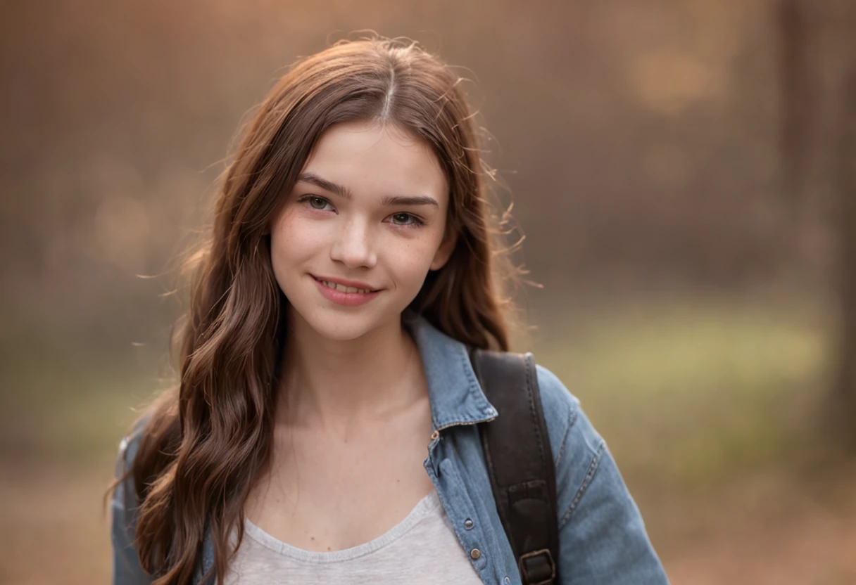 18 yo girl wearing hardly any clothes walking towards the camera with a smile on her face. The background is in flames.