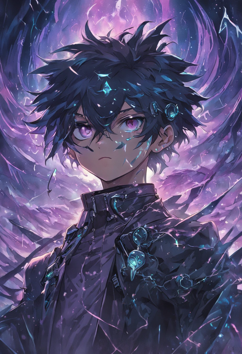 ((melhor qualidade)), ((obra-prima)), (altamente detalhado:1.3), (Cyberpunk:1.6) (prince\\(Indifferent expression\\),((((Dramatic))), (((corajoso))), (((intenso))) , (melhor qualidade), (obra-prima), (altamente detalhado:1.3), (Cyberpunk:1.6) (prince\\(Indifferent expression\\),(Dramatic), (corajoso), (intenso) , Create a prince-like male character in a cyberpunk world , of emphasis on his eyes with the white color Byakugan style, The image should be in a heavy metal album cover style, with lightning storm in the background, the character has to possess an oni mask on his face;