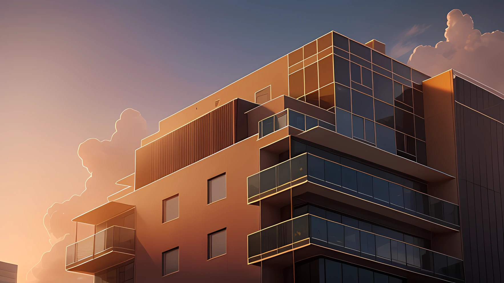 PENTHOUSE OF A LUXURIOUS BUILDING, NUVENS VOLUMETRICAS, POR DO SOL