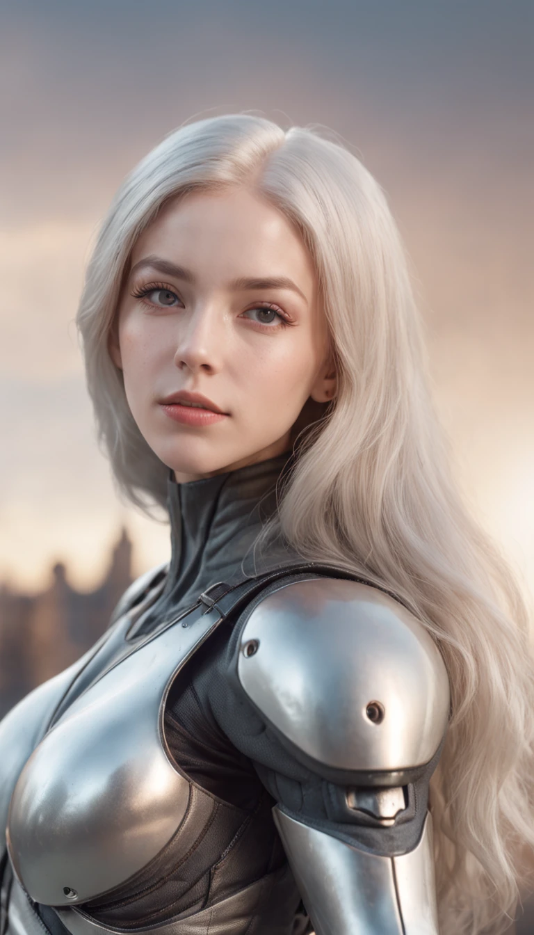Superrealistic, masterpiece, best quality, wide-angle Hyperdetailed, best quality, 8k, natural lighting, soft lighting, sunlight, ( full body shot of 1beautiful girl, solo, beautiful eyes, long white hair, wearing detailed mecha armor and latex, glowing core, shiny:1.3).(futuristic spacestation in background:1.2) HDR (High Dynamic Range), Maximum Clarity And Sharpness, Multi-Layered Textures, , , Photorealistic, Hyperrealistic, Hyperdetailed, analog style, detailed skin, matte skin, soft lighting, subsurface scattering, realistic, heavy shadow, masterpiece, best quality, ultra realistic, 8k, golden ratio, Intricate, High Detail, film photography, soft focus, ,gh3a,lun4