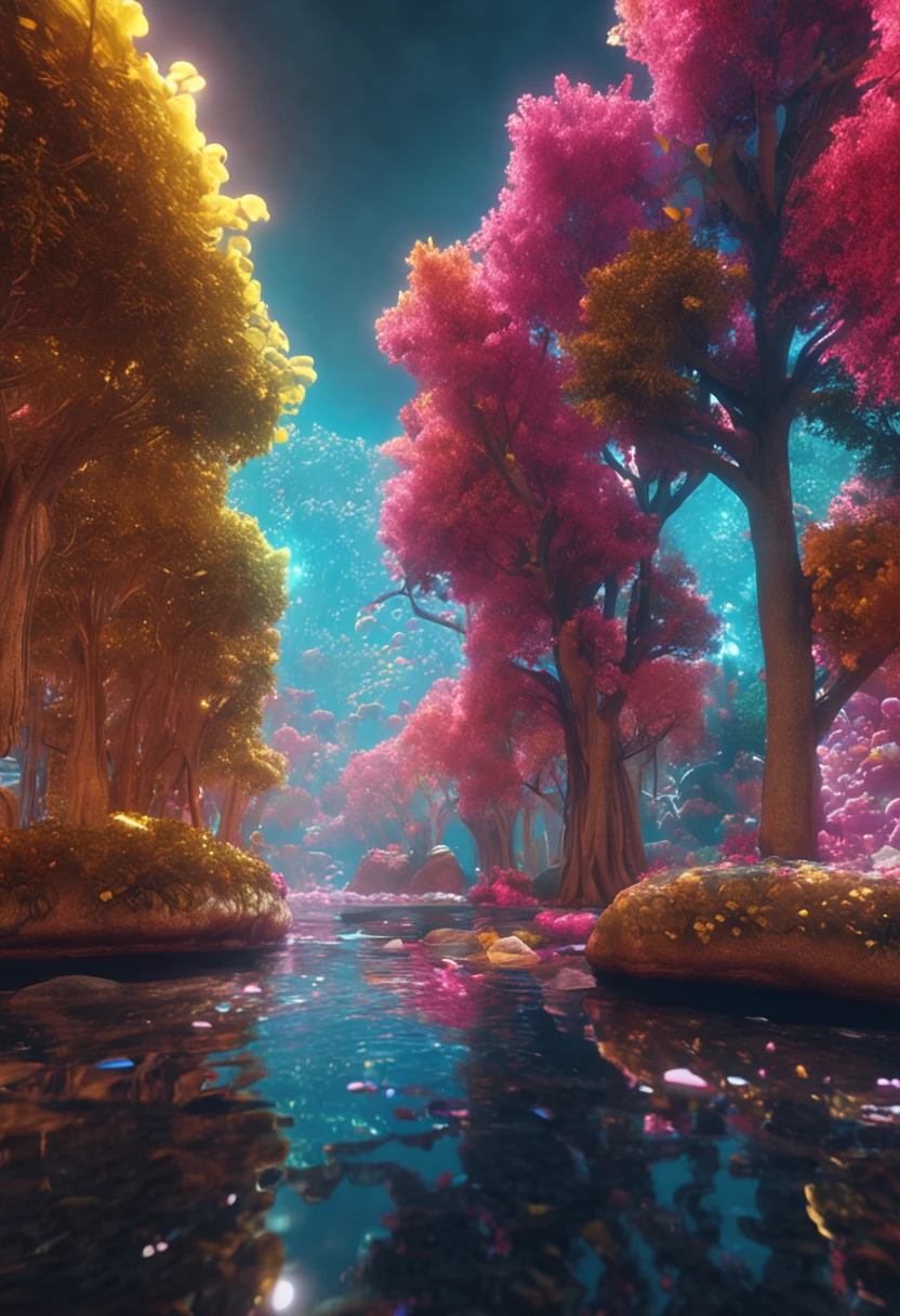 cahoeira no universo colorido, super detalhes, 32k, octane render, rtx, cinema inulination