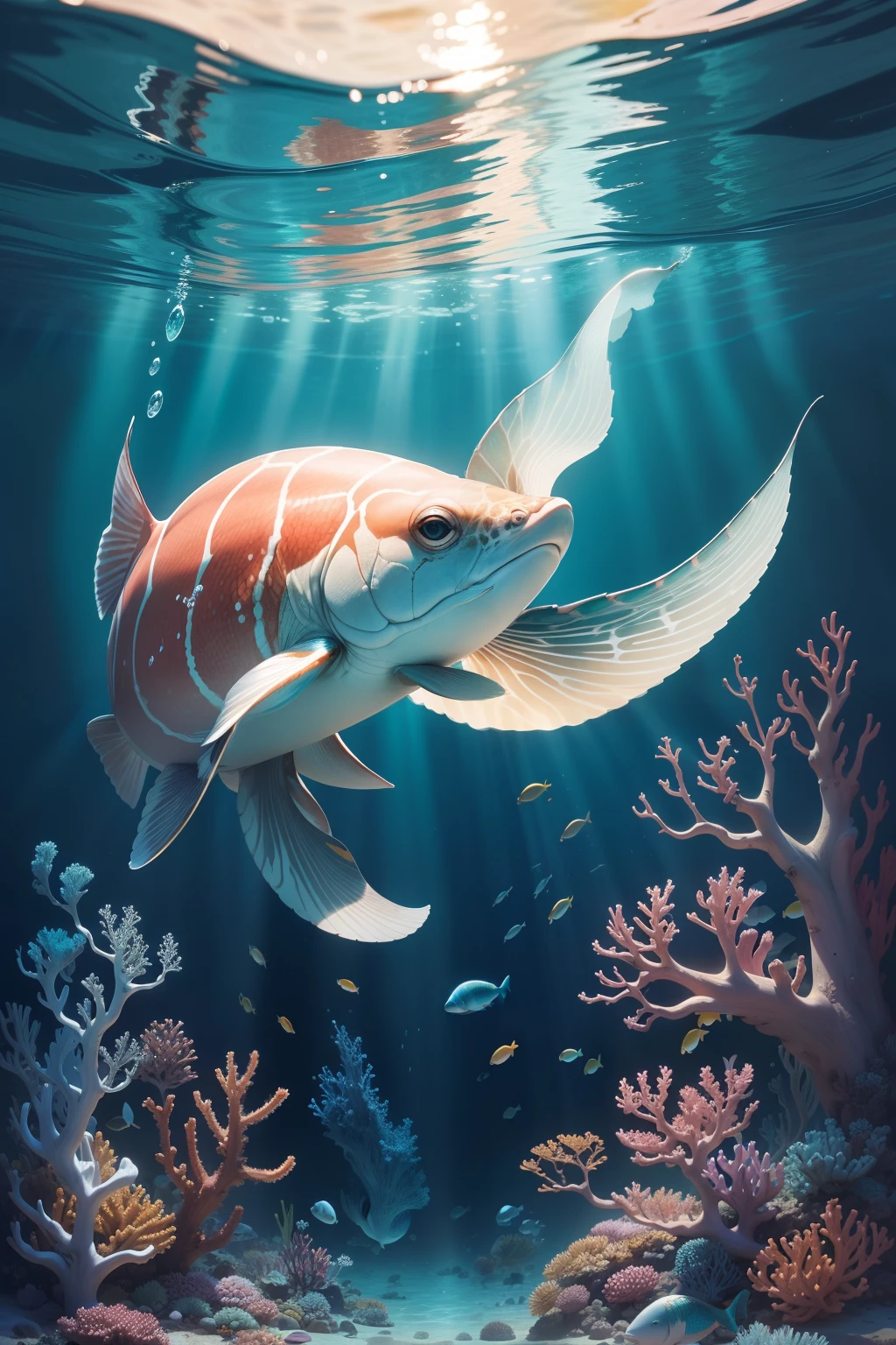 "Underwater Life in Effervescent Colors" is a brush-painted work of art that immerses viewers in a vibrant, life-filled marine world. A pintura retrata o fascinante fundo do mar, Filled with an exuberant array of marine species, from multicolored tropical fish to majestic marine mammals and graceful turtles.
O quadro se desenrola como uma janela para um recife de coral vibrante, where the dazzling colors of algae and corals blend into a spectacle of underwater life. As tonalidades de azul profundo e turquesa dominam o fundo, representing the vastness of the ocean. The golden rays of the sun penetrating through the surface of the water create bright reflections, bringing a magical, ethereal feel to the scene.
Fish swim in all directions, each with its own unique colors and patterns, pintando a tela com uma paleta vibrante de vermelhos, amarelos, laranjas e azuis. Marine mammals, como golfinhos e baleias, dance gracefully among the choirs, enchendo a obra de arte com um senso de movimento e vida.
As tartarugas, com suas conchas cintilantes, glide smoothly across the scenery, while the algae dance to the rhythm of the current, creating a sense of fluidity and harmony. Every detail is meticulously painted, From the textures of fish scales to the intricate patterns of algae and corals.
"Underwater Life in Effervescent Colors" is an explosion of colors and life, A celebration of the beauty and diversity of the underwater world. Convida os espectadores a explorar o fascinante reino marinho e a se maravilhar com sua vibrante paleta de cores. na imagem deve aparecer um navio naufragado