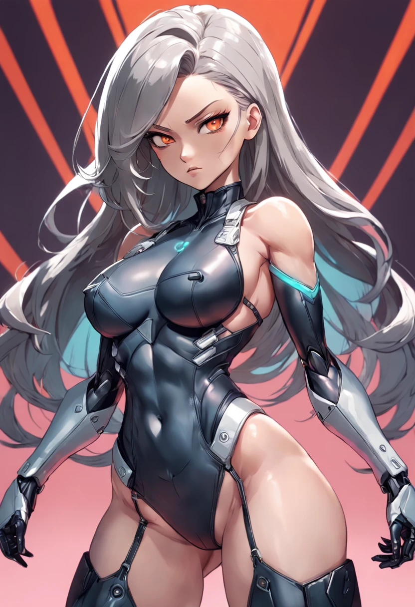 cammy white,sexy,wearing a jacket,silver arm,Sultry, seductive, anime-inspired, ample bosom, strikingly detailed,dynamic stance, gradient backdrop, intricate texturing, sensual curves, immaculate detailing, close-up shot, iconic character design, nuanced shading, sultry and empowered posing,artgerm,full body,sci-fi suit,front pose,cyberpunk,weapon x,fighter,killer,bodyguard,full body,sci fi suit,futuristic,cyberpunk,black and orange,zoomed out,full body in frame,robot body of metal, Cyborg, Cyberpunk-Stil, ((komplizierte Details)), HDR, ((komplizierte Details, hyperdetailliert)), Filmaufnahme, Vignette
