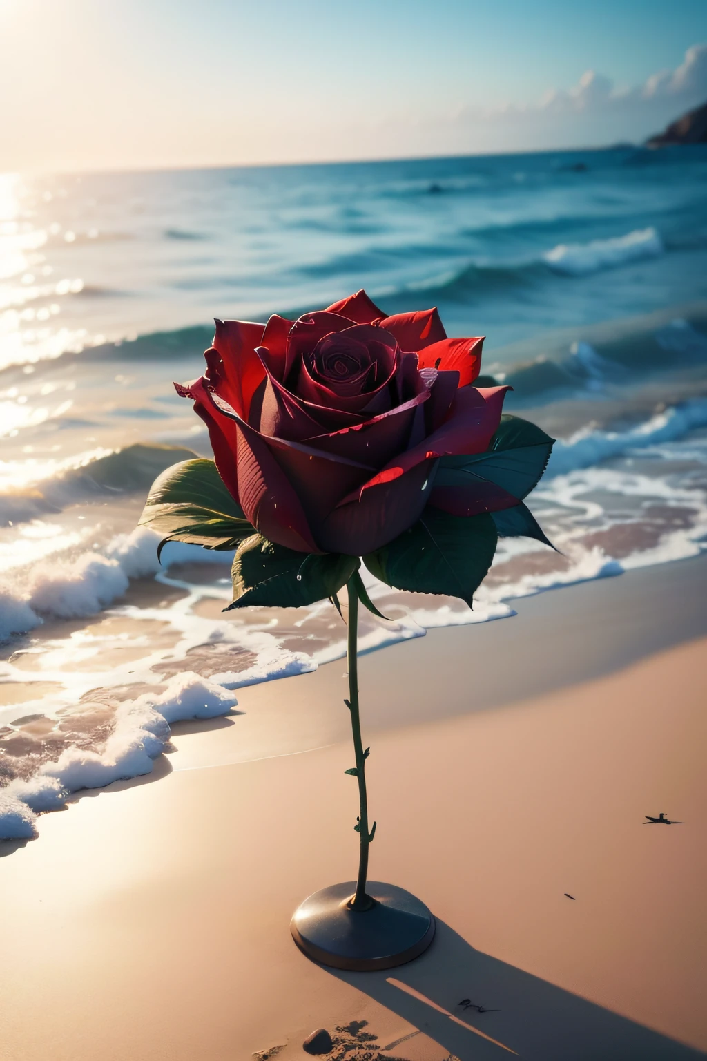 rose flower near a sea