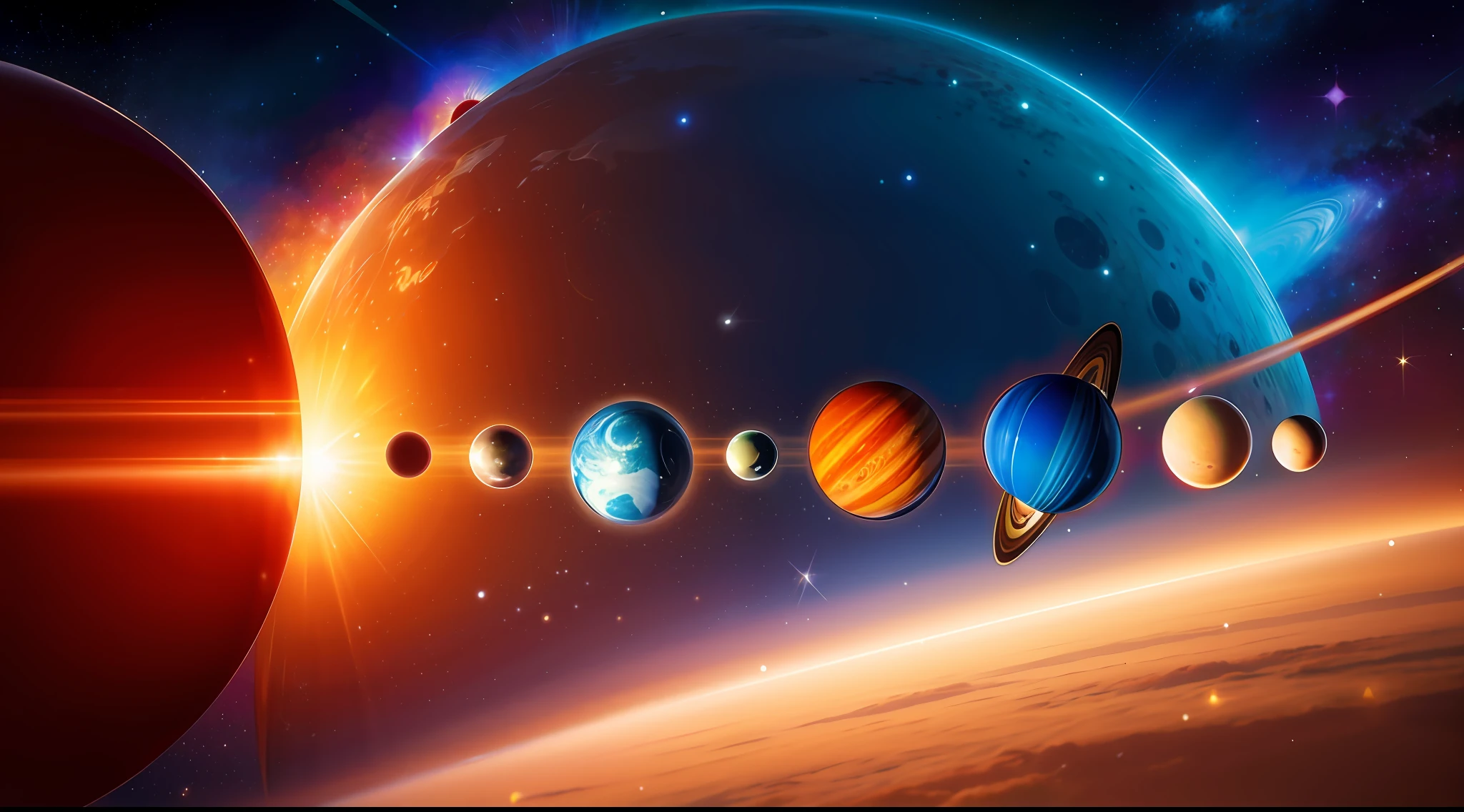 A cartoon illustration of the planets in the solar system, planetas em segundo plano, grandes planetas no fundo, Planetas, planets behind, planets and galaxies, planetas e estrelas, planets in the sky, sistema solar, planetas se alinham, planets in the skies, Planets in orbit, planetas em segundo plano, Estrelas e planetas, Planetas e luas flutuantes, planets orbit