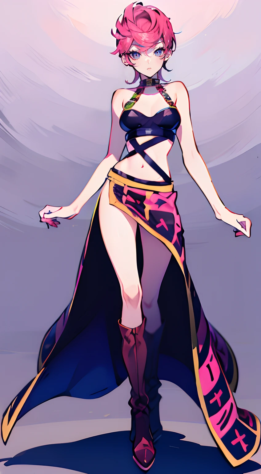 trishuna, trishjojo, trish una, absurdres, absolutely resolution, incredibly absurdres, highres, ultra detailed, 1girl, medium breasts, skirt, boots, solo, full body