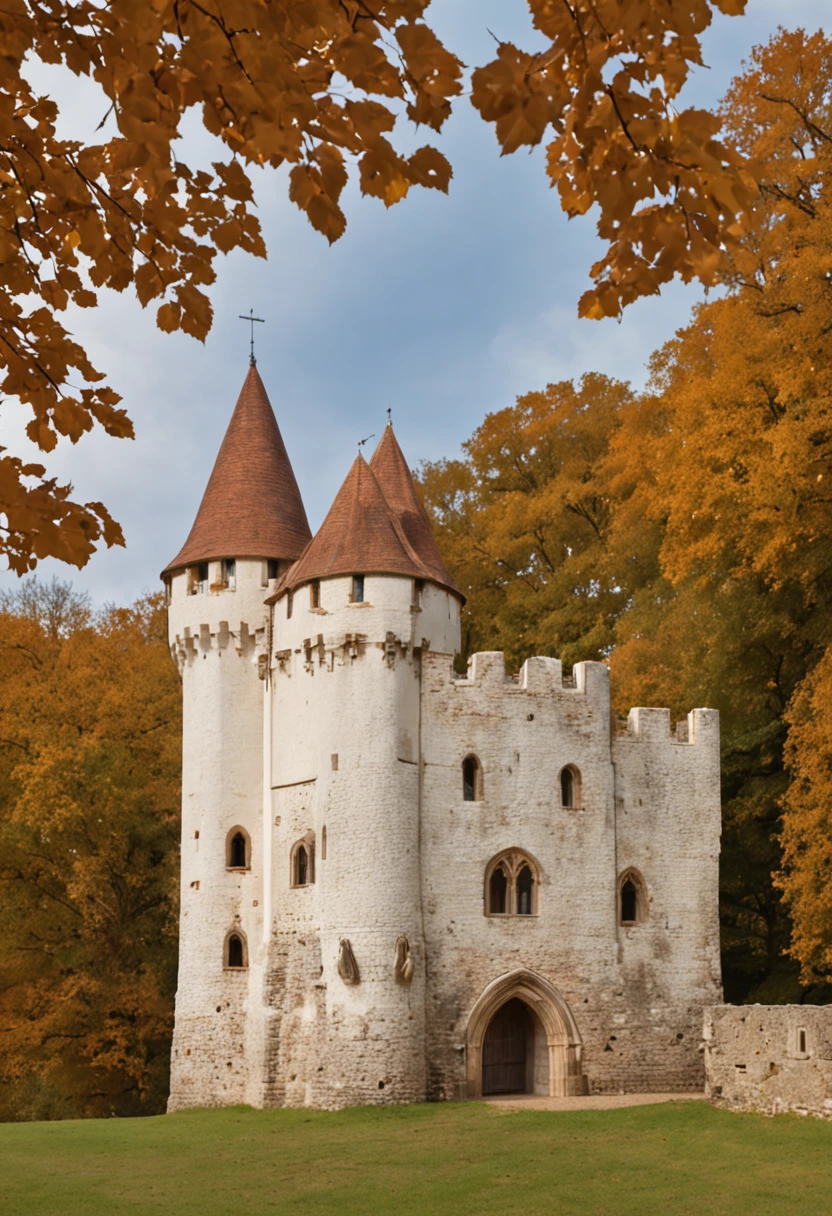 A medieval white castle falling in pieces