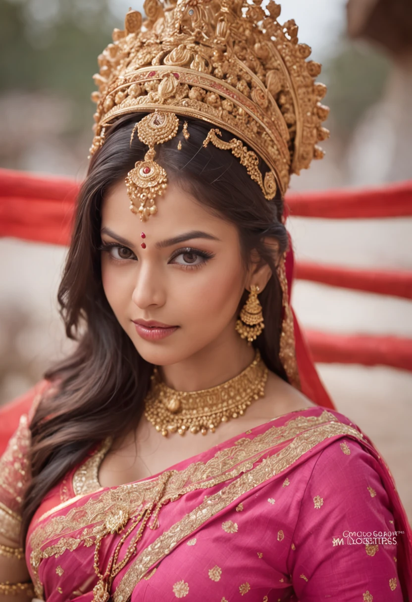 a woman posing for a picture, indian goddess, traditional beauty, indian, beautiful goddess, ornate cosplay, indian style, indian super model, beautiful maiden, gorgeous woman, south east asian with long, provocative indian, gorgeous beautiful woman, hindu aesthetic, beautiful asian girl, extremely detailed goddess shot, jaw-dropping beauty, big boobs deep cleavage sexy navel, no clothes, exposed, big bust, pink nipples