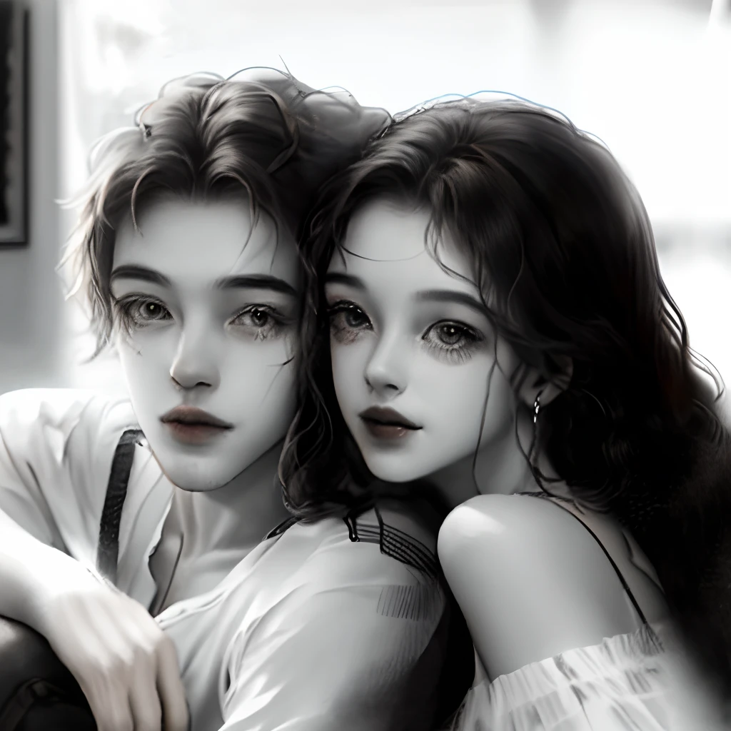 black and white drawing couple pretty  love found a home in us