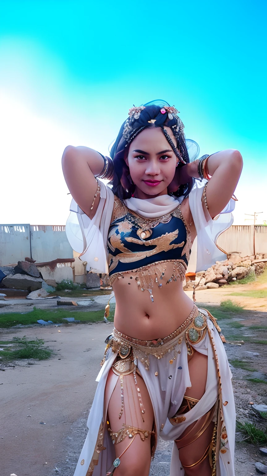 stunningly beautiful perfect face (curvy:1.3), (8 as oldin saree wlop perfect full HDR body exposed midriff armpits (full body shot), (high heels)