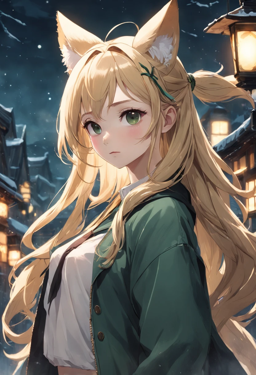 20Year old woman、(hi-top fade:1.3)、dark themed、Muted Tones、Subdued Color、highly contrast、(natural skin textures、Hyper-Realism、Soft light、sharp)、Norse goddesses、(European Girl、Golden hair、eye glass、)、(Fox Hat、Green Chicolle、White blouse、Long plaid high waist skirt、garter stocking、Long braided boots)、(Full Moon Night、Dance happily in the forest)、Cute Girl Model Pictures、European Girl、Photorealistic perfect body
