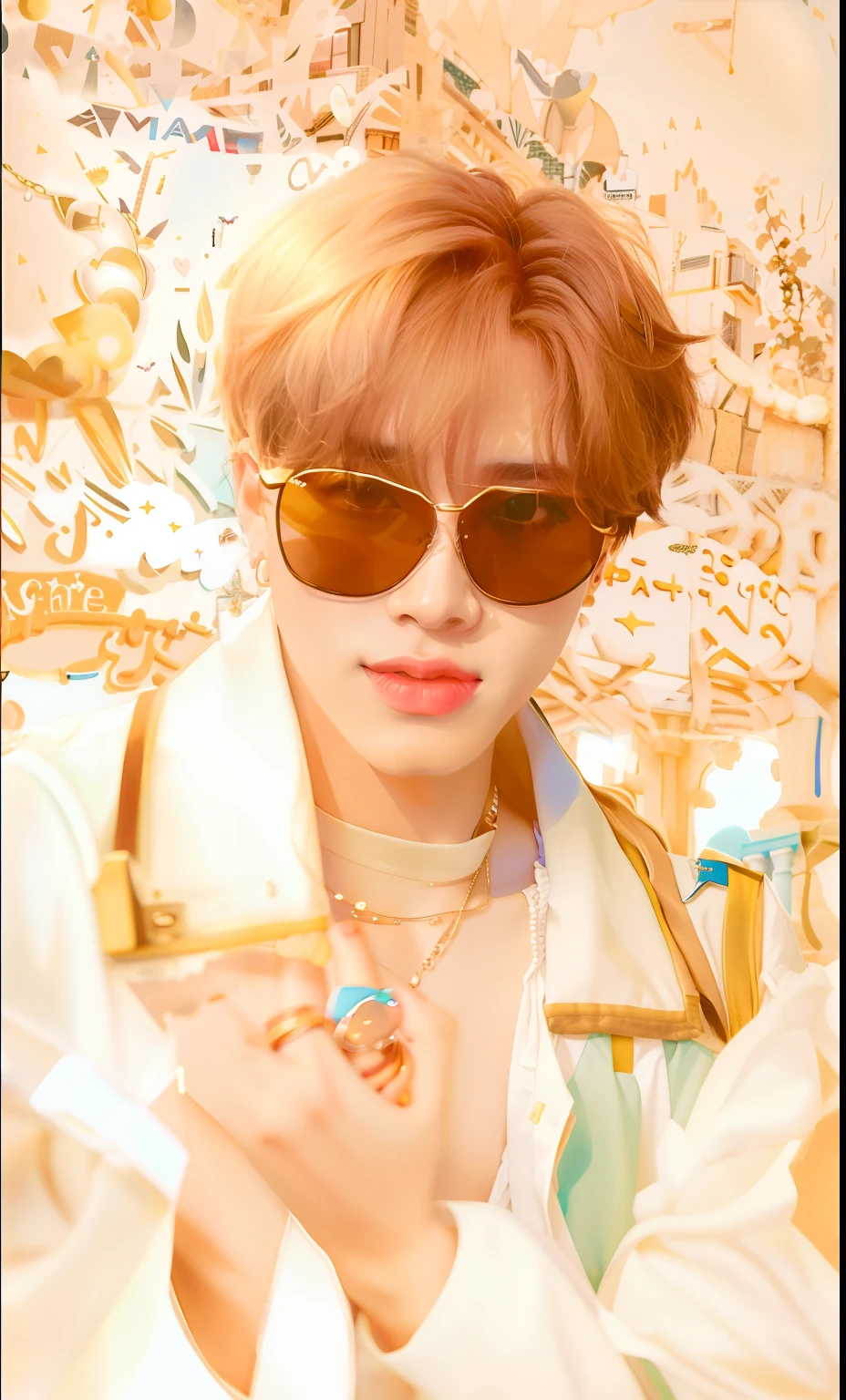 there is a woman wearing sunglasses and a white shirt, tiktok video, park jimin, jimin, tiktok, jung jaehyun, trending on tiktok, hyung tae, jia, with sunglass, tiktok 4 k uhd image, accurate jimin face, jungkook, jimin\'s grecian nose, cai xukun, taehyung eating gucci fries