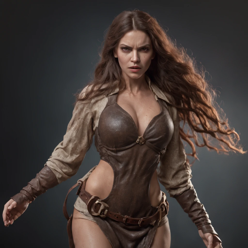 (Professional 3D rendering:1.3) de (Realistic:1.3) Foto de arte mais bonita do mundo,Has soft and shiny feminine herine, ((Epic hero fantasy rough muscular woman wet heorina angry look long hair and fierce expression in dynamic pose, fantastic location, majestoso ambiente desordenado)), corpo inteiro 8k unidade render, action shot, poros da pele, very dark lighting, sombreamento pesado, circunstanciado, Rosto detalhado, (vibrante, fotogrdeia realista, Realistic, Dramatic, Escuro, foco nítido, 8k), (Old leather clothes damaged by bad weather:1.4), ((((Use peles)))), (intrincado:1.4), decadente, (altamente detalhado:1.4), pintura digital, rendering by octane, art stations, Conceito-Arte, liso, foco nítido, illustration, germe da arte, (Loish:0.23), Wlop Ilya Kuvshinov, e Greg Rutkowski e Alphonse Mucha Gracias, (global ilumination, studiolight, Light Volumetric), chuva forte, floating particles, patife, fantasia, Onze, corpo inteiroesbian, ((Fundo escuro e antigo da cidade:1.3)),CGSesociedade,art stations. Open legs. no panties.