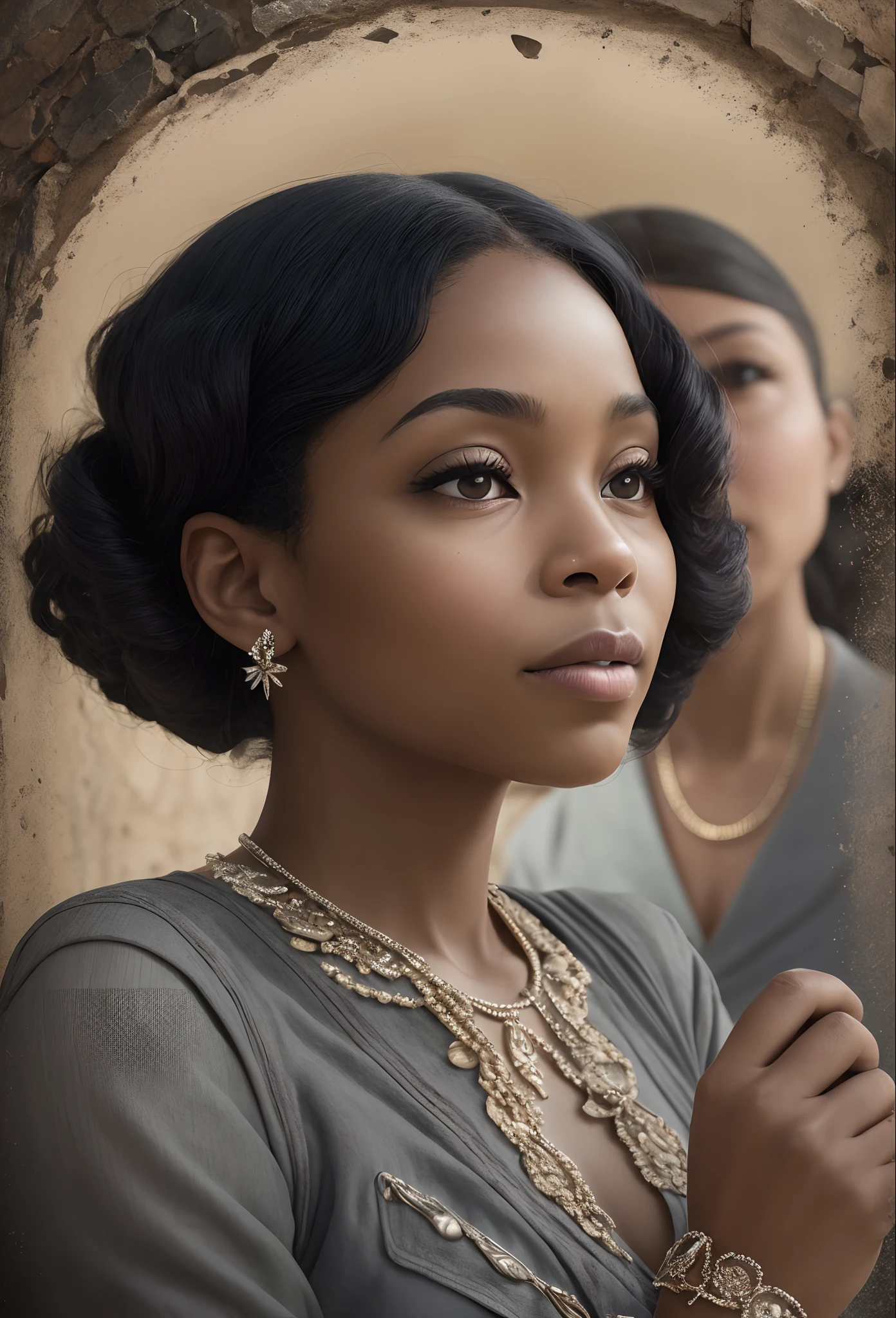 Create hyper-realistic images that portray vivid scenes of everyday life during the Harlem Renaissance in the USA. Maintain a sharp focus on details, achieving realism with hands that are both flawless and natural, allowing every element of the scene to be distinctly discernible, from individuals' faces to the textures of fabrics and surrounding objects. Embrace a photographic style that honors the era's aesthetics, striking a balance between rich and subtle colors, accentuating the warm and earthy tones characteristic of that time. Capture spontaneous and genuine moments, showcasing the interaction between people, their expressions, and gestures that convey emotions and narratives. Furthermore, ensure that the lighting is natural and balanced, unveiling nuances and casting shadows that add depth and authenticity to the image, while maintaining photographic focus with depth of field. When creating these images, take into account the historical perspective, highlighting the pivotal role of the Black community in the artistic and cultural transformation of that period. --auto --s2