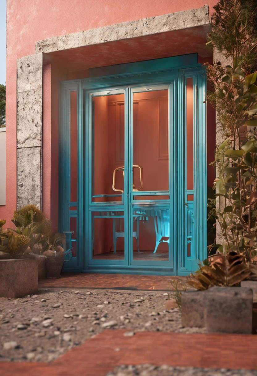 uma porta com marco branco e quadrados de vidro