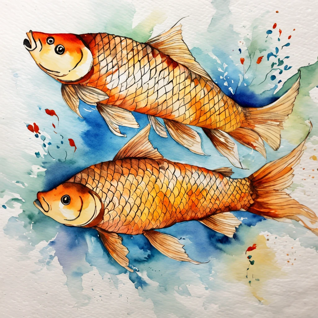 Carp in the art　Carp swimming in the pond　Carp in ink painting