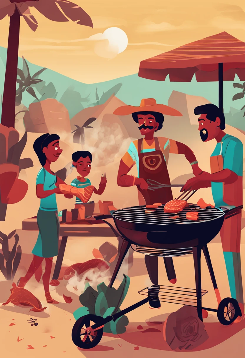 mexican family grilling bbq