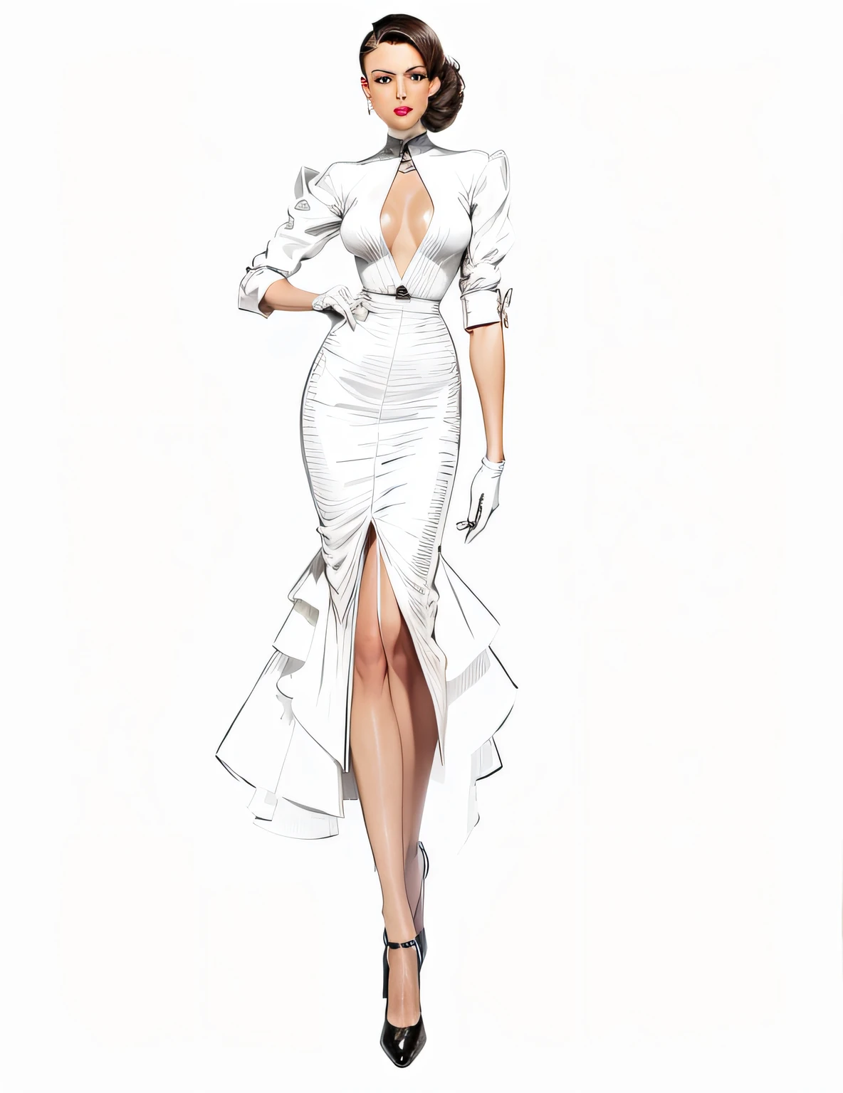 1950's, fashion runway, Pencil Skirt, Gloves, Wiggle Dress,Tailored Suits, Empire Waist