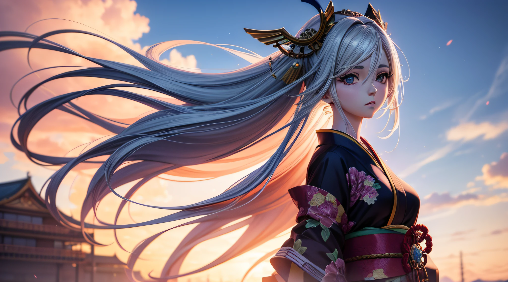 Garota inocente de anime de corpo inteiro com cabelo loiro com roupas longas estilo kimono branco posando para uma foto, arte cg anime suave, photorealistic anime girl rendering, Estilo de anime 3D realista, anime. soft lighting, Arte Digital Anime, Arte Digital Anime detalhada, Arte de anime realista, Advanced digital anime art, Estilo anime 4K, 3 d anime realista, Anime estilo 3D