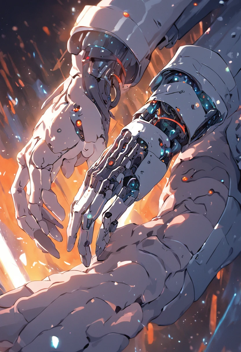 cyborg hand, laboratory beher