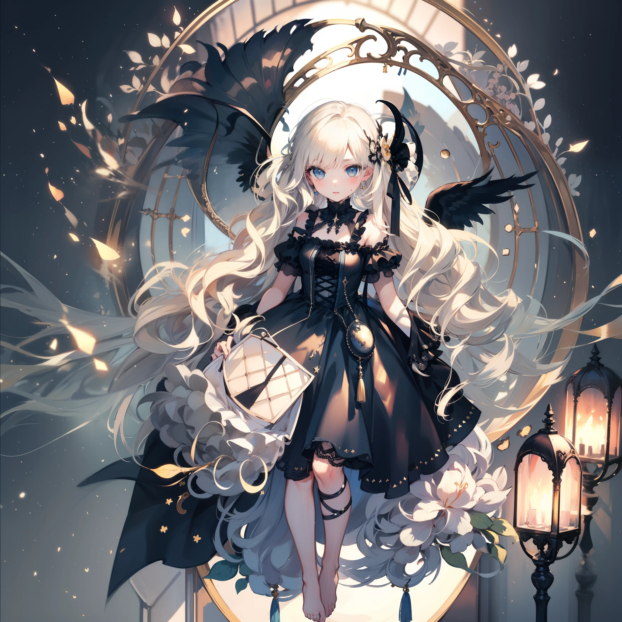very cute female :1.1,10 yo,action:1.6,Gothic Lolita:1.8,dutch angle shot,dynamic angle:1.6,ground-level shot,low angle,full body shot,medium shot,Barefoot,livingroom:1.5,Summer,day, Long hair,flat chest,Wind,Drooping sweat:1.1,(4K), (Raw photo: 1.2), (Realism: 1.4), (masutepiece: 1.3), (exquisite detailing: 1.2), Delicate and beautiful details, (Eye Detail), (Facial Detailed), (Highest Quality) :1.4), (Hyper-Resolution: 1.2),(very detailed illustration), Best Quality,depth of fields, Wide light, natural shadows