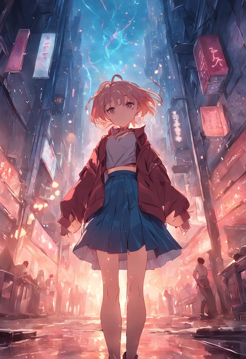 Jeschen full-length photo, Open jacket, Crop top, Superskirt, 4K, hdr