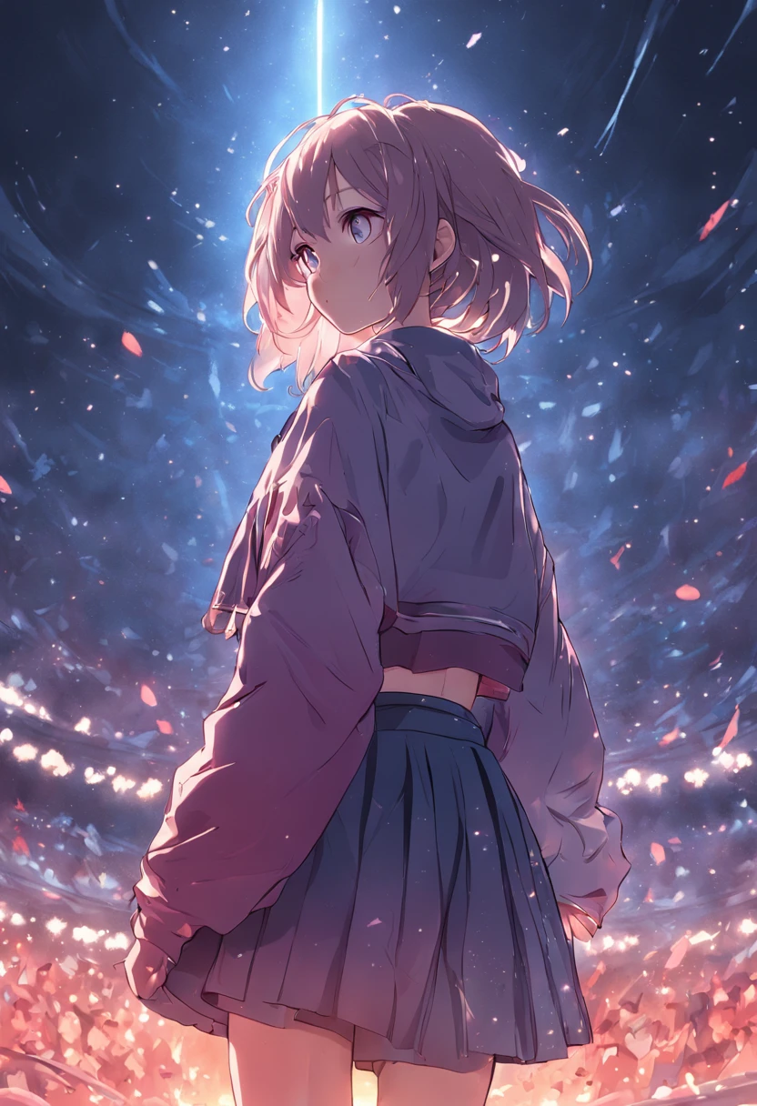 Jeschen full-length photo, Open jacket, Crop top, Superskirt, 4K, hdr