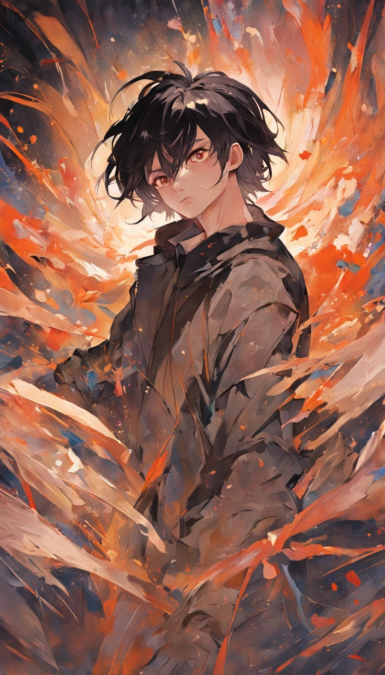 young man with dark hair and bright golden eyes, There is ugliness in beauty, But there is also beauty in ugliness, In the style of Adrian Ghenie, Esao Adrews, Jenny Saville, Edward Hopper, surrealism, Dark Art par James Jean, Takato Yamato, Minimalism inkpunk