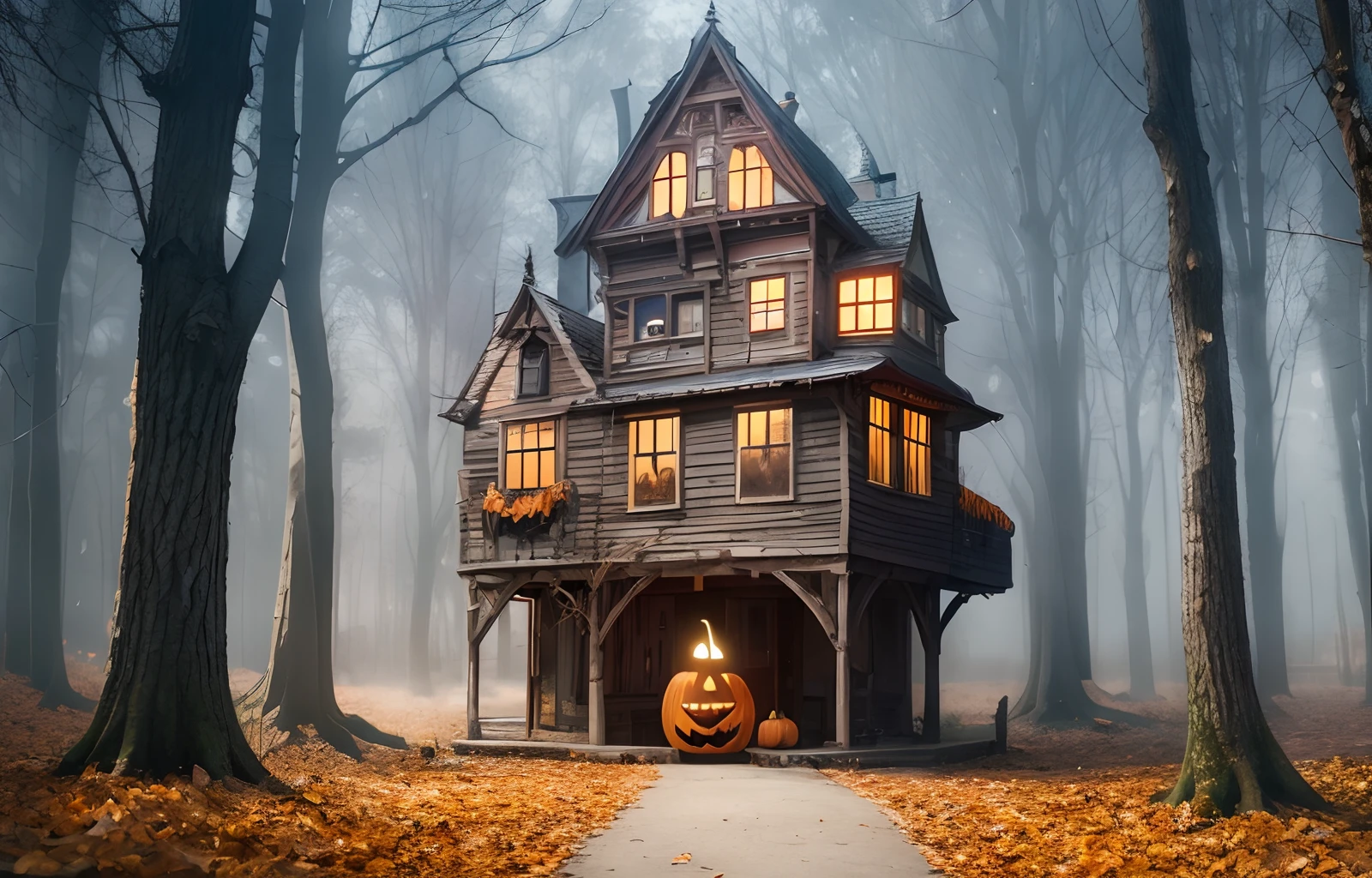vampire corgi with a sign that says "Happy Halloween" written in comical blood welcoming you to his scary castle in an enchanted forest, cinematic, 8k, hyper realistic, high resolution, wallpaper, typography, photo --auto --s2