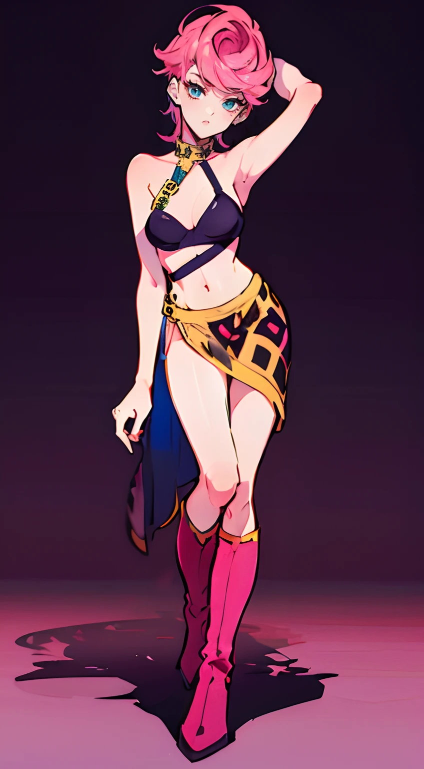 trishuna, trishjojo, trish una, absurdres, absolutely resolution, incredibly absurdres, highres, ultra detailed, 1girl, medium breasts, skirt, boots, solo, full body