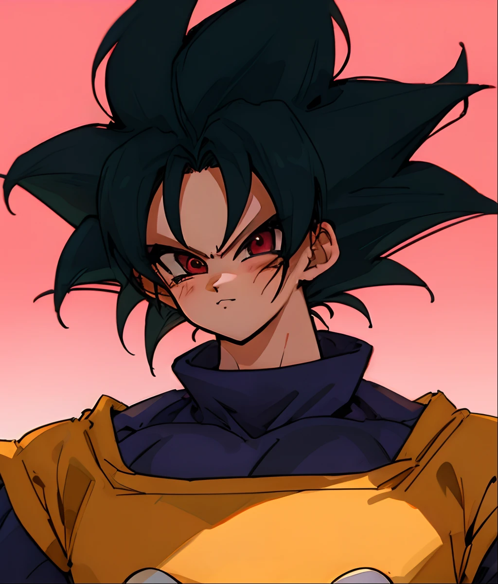 Saiyan de pelo rosa y ojos rojos