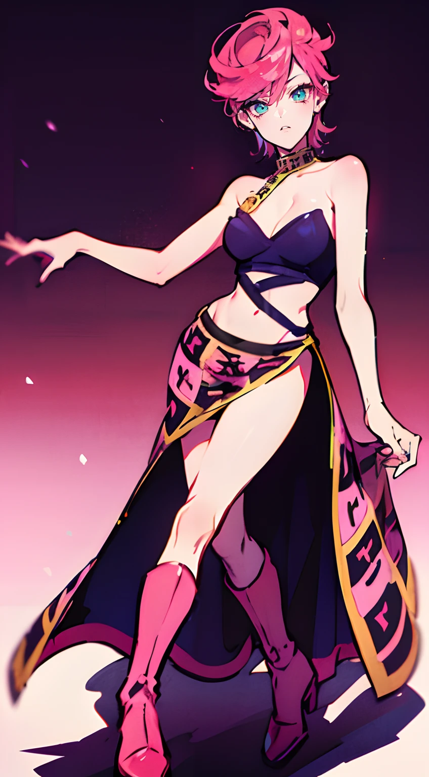 trishuna, trishjojo, trish una, absurdres, absolutely resolution, incredibly absurdres, highres, ultra detailed, 1girl, medium breasts, skirt, boots, solo, full body