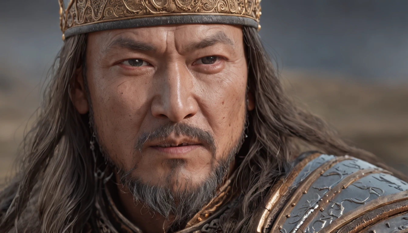 Genghis Khan with his mighty army, Cinematic, Hyper-detailed, Insane detail, Beautifully colored, Super-Resolution, Megapixel, Cinematic lighting, Anti-aliasing, , Post processing, , Insanely detailed and intricate, Hyper maximalist, Hyper-realistic, volumetric, photorealistic, ultra photorealistic, ultradetailed, intricate details, 16k, super detailed, Color, Volumetric Lightning, HDR, realistic, , 32k, sharp focus.