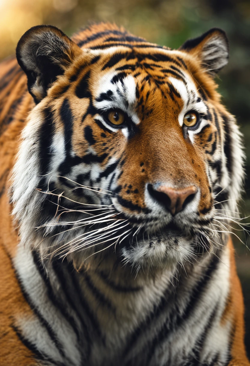 tiger looking at the camera, com fones de ouvido e fundo laranja