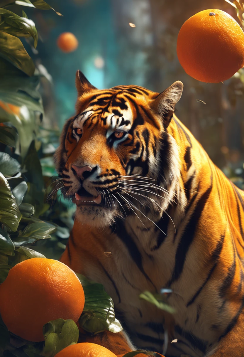 tigre laranja full art com fones de ouvido