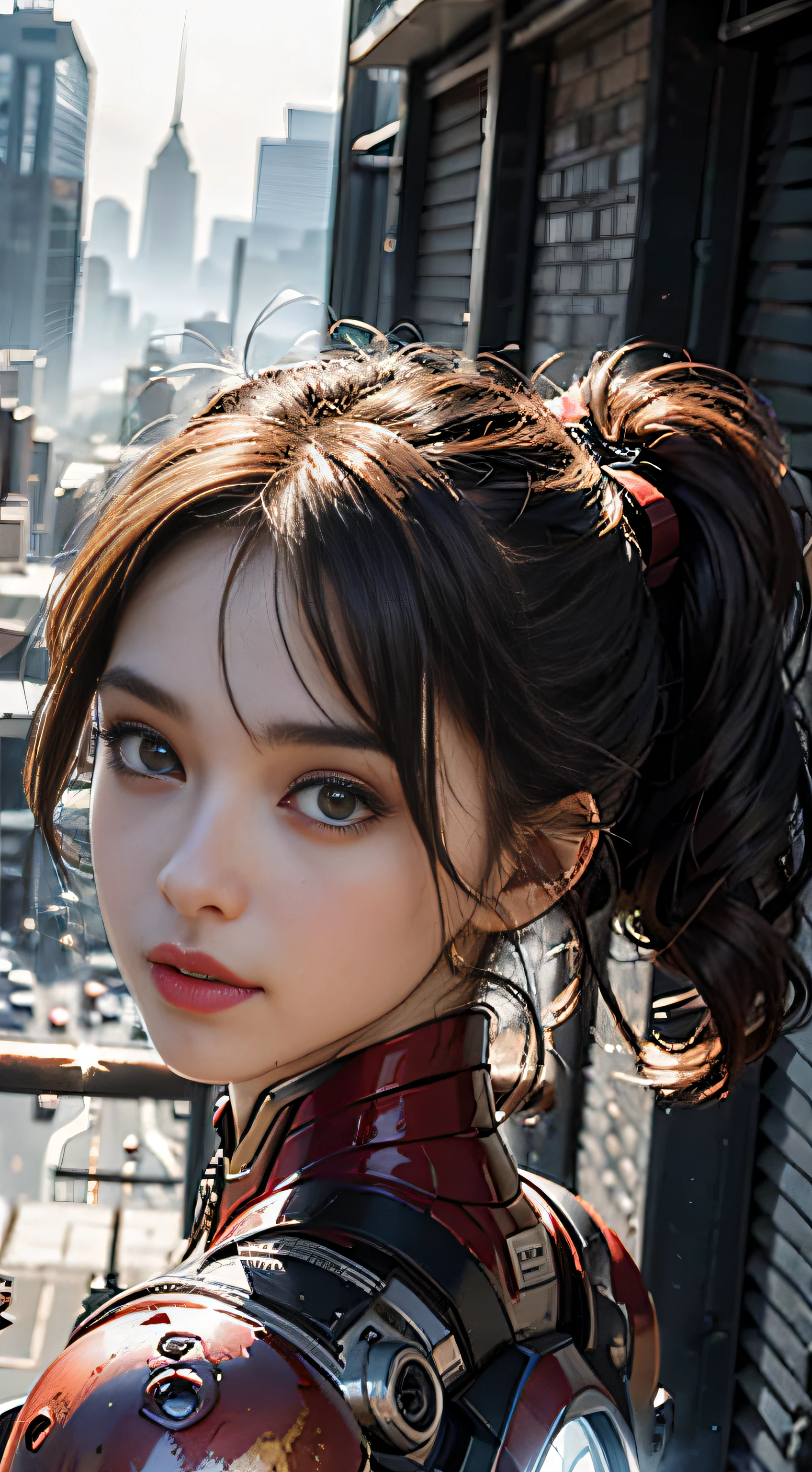 (1girl:1.3), solo,__body-parts__, official art, unity 8k wallpaper, ultra detailed, beautiful and aesthetic, beautiful, masterpiece, best quality, RAW, masterpiece, super fine photo,, best quality, super high Resolution, photorealistic, sunlight, full body portrait, stunningly beautiful,, dynamic pose, delicate face, vibrant eyes, (side view), she is wearing a futuristic Iron Man mech, red and gold, Highly detailed abandoned warehouse background, detailed face, detailed complex busy background, messy, gorgeous, milky, high detailed skin, realistic skin details, visible pores, sharp focus, volumetric fog, 8k uhd, dslr camera, High quality, film grain, fair skin, photorealism, lomography, sprawling metropolis in a futuristic dystopia, view from below, translucent