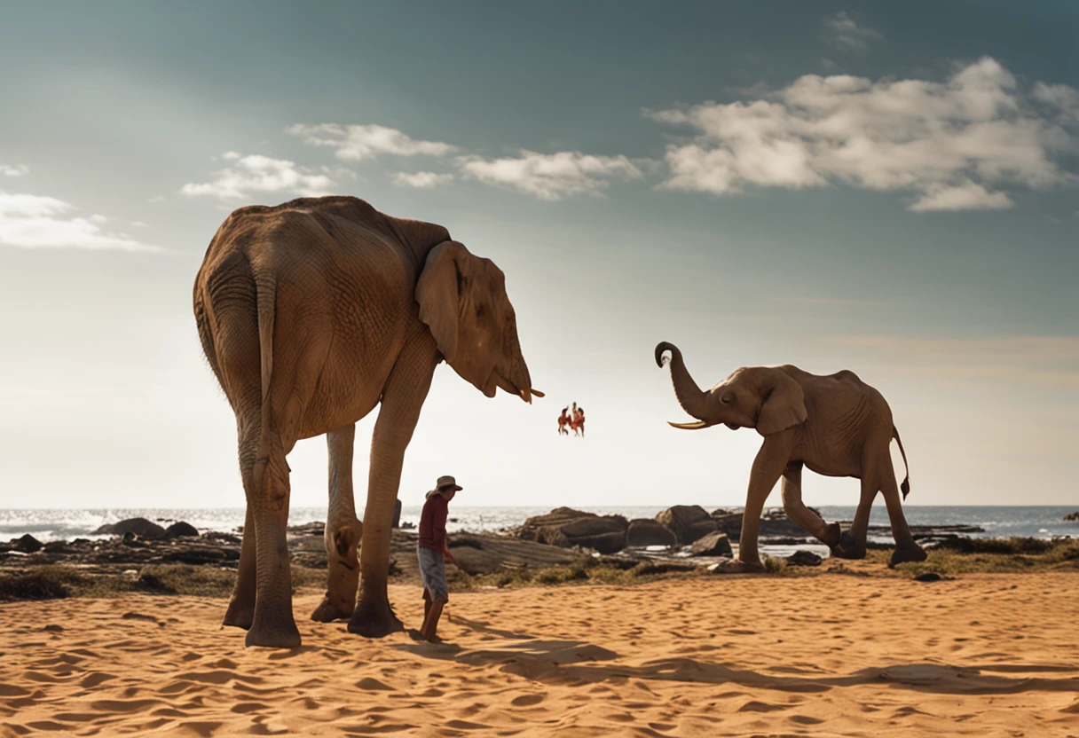 uma praia deserta, there is an old man and an old woman, eles formam um casal, ambos caminhando, admirando a vista, rugas, bem velhos, cabelos brancos, best ilumination, felizes, felicidade, sol da manha, bastante iluminado, melhor qualidade, detalhes intrincados, sol da manha