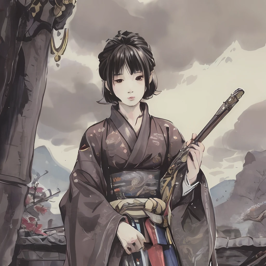 Keiji Maeda、Mononoff、wielding a Japanese sword、samurais、Warring states period、quill、Chommage、Brave