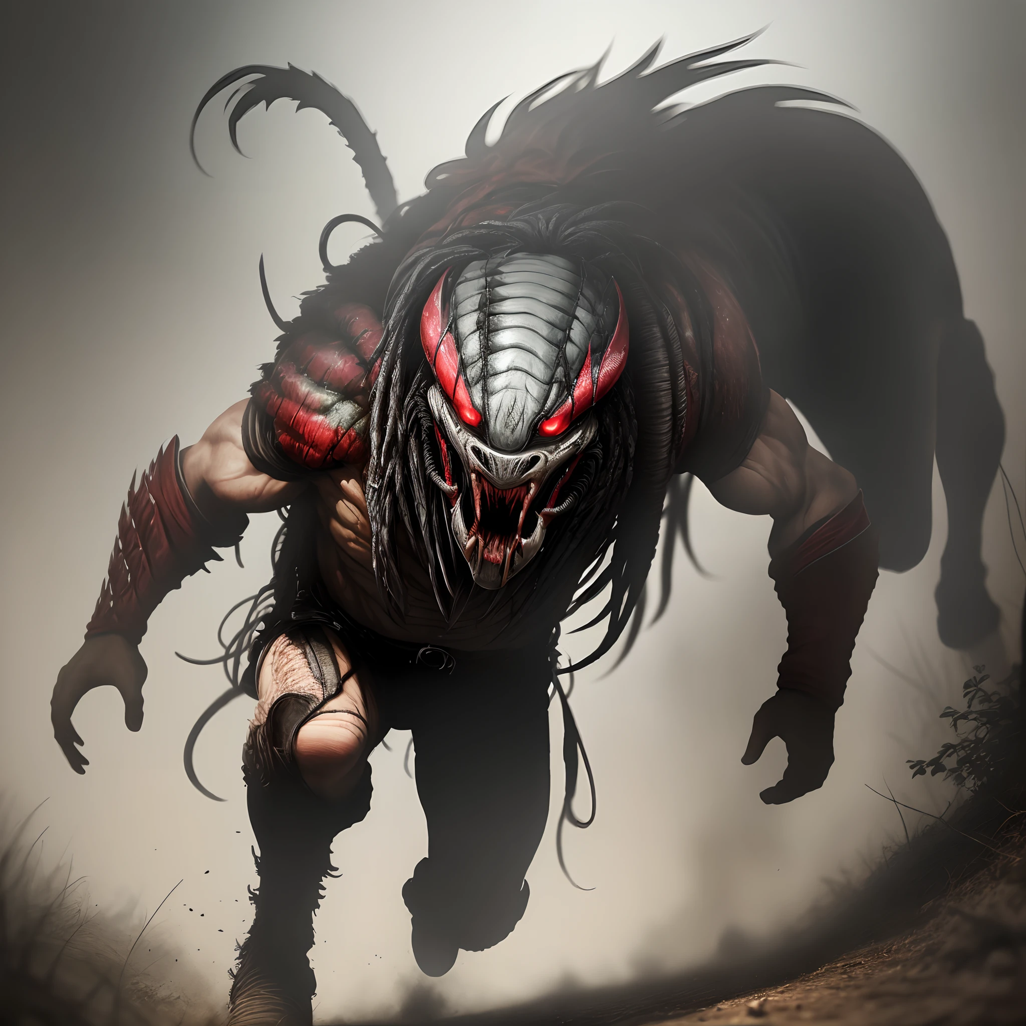 Predator running after the victim
