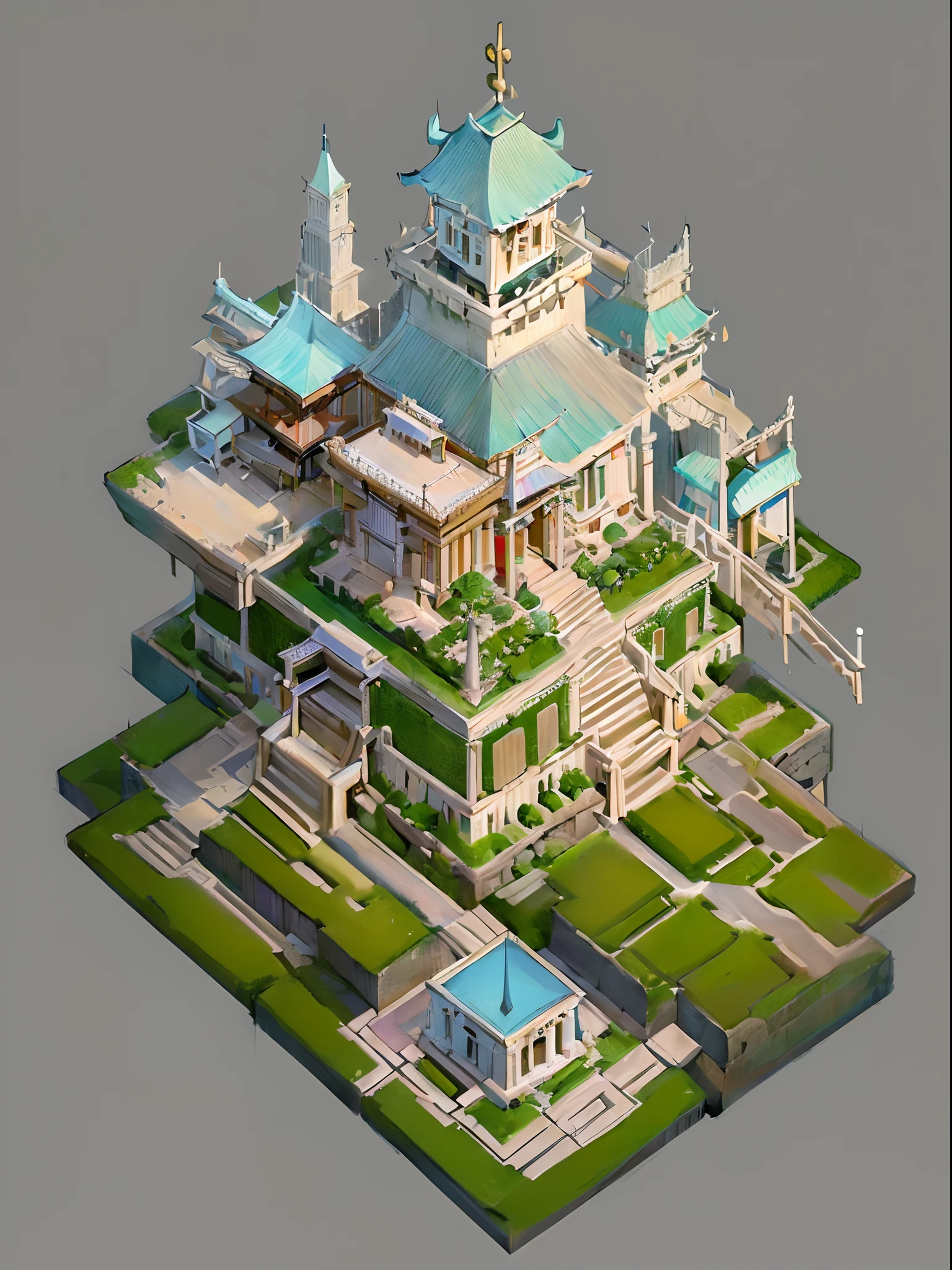 (isometric:1.5), (masterpiece, top quality, best quality, official art, beautiful and aesthetic:1.2),(16k, best quality, masterpiece:1.2),architecture, [:(black background:1.5):30],, east asian architecture, (simple background:1.5), scenery, no humans, stairs, building, wall, doorstep buildings, stairs, Chinese architecture