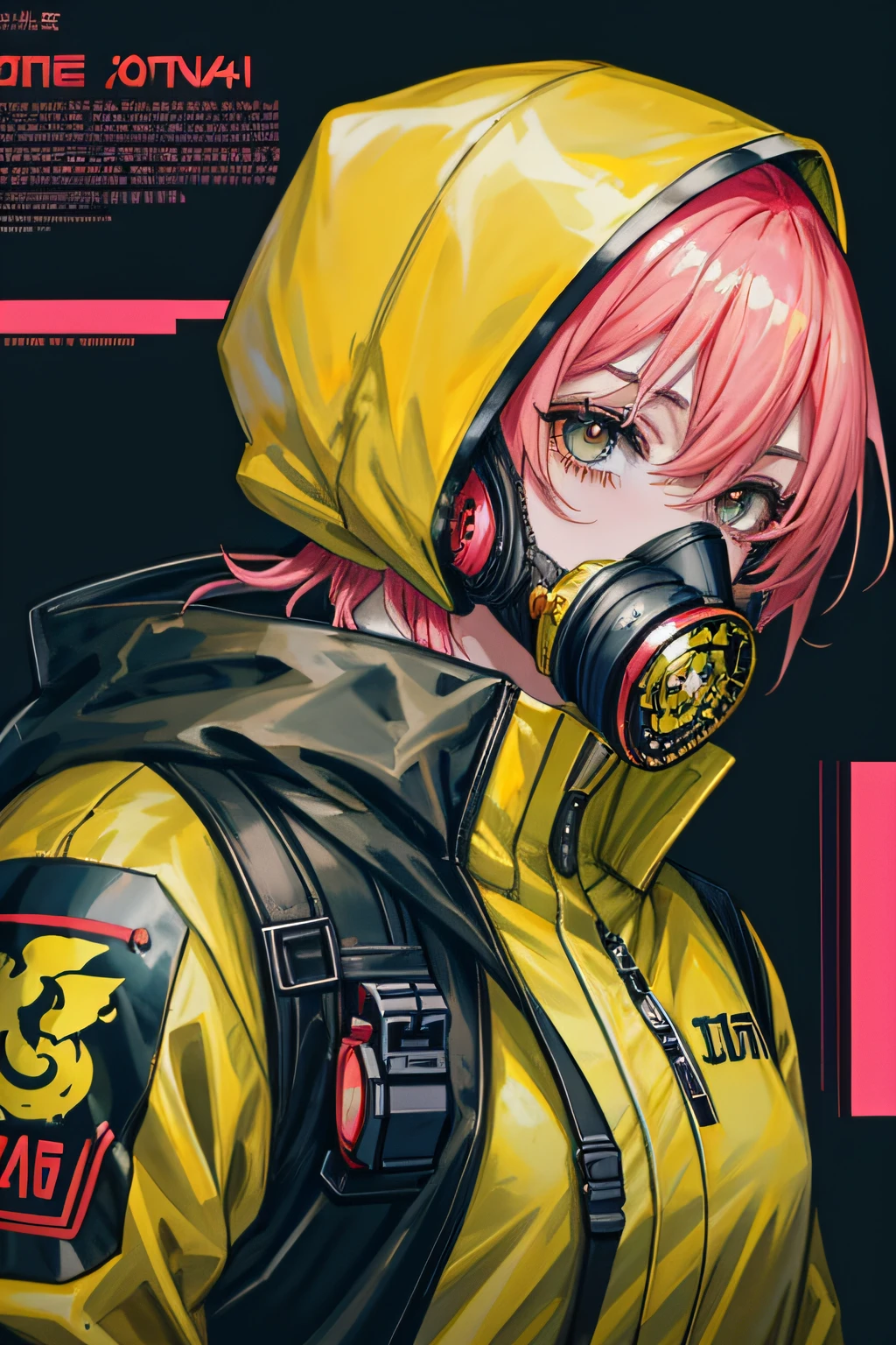 a close up of a person wearing a gas mask and a yellow jacket, badass anime 8 k, Melhor Anime 4K Konachan Wallpaper, arte digital do anime cyberpunk, arte cyberpunk anime, arte de anime cyberpunk, cyberpunk digital - arte de anime, estilo anime 4K, Arte no estilo de Guweiz, Anime cyberpunk moderno, Sakimichan Frank Franzzeta